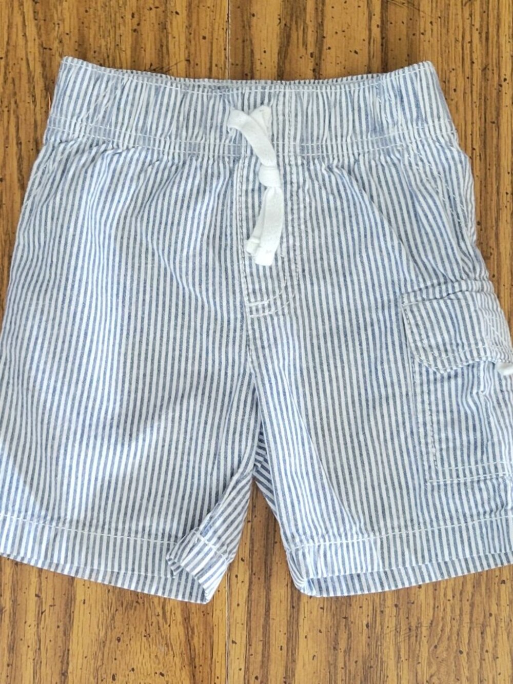 Carter’s 2T Boys Blue White Striped Cotton Cargo Shorts